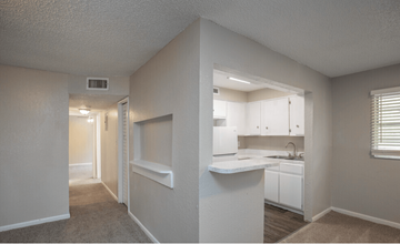 Tampa apartment for rent - A white kitchen with a sink and cabinets.