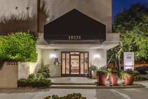 Toluca Lake apartment for rent - Apartments in Toluca Lake Night Time Exterior Close Up View of Apartment Community Main Entrance  Sign.
