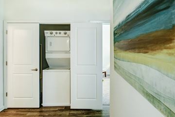 Lakewood apartment for rent - A white oven is built into a wall in a kitchen.
