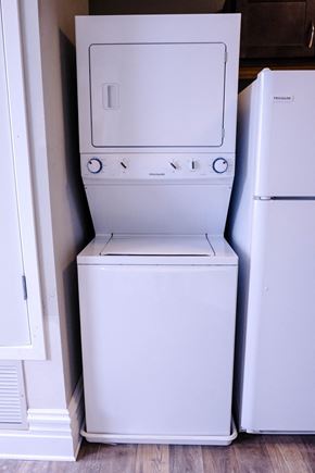 St Paul apartment for rent - A white stacked washer and dryer.