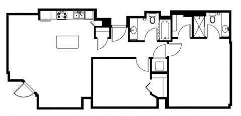 Floor plan for 2 beds, 2 baths, 1209 sqft