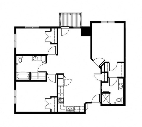 Floor plan for 3 beds, 2 baths, 1443 sqft
