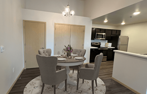 Lancaster apartment for rent - a dining room and kitchen with a table and chairs