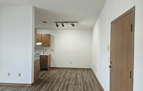 Deforest apartment for rent - A room with a wooden floor and a wooden door.