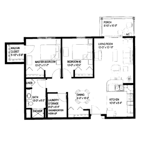 Rothschild apartment for rent - A black and white image of a house floor plan.