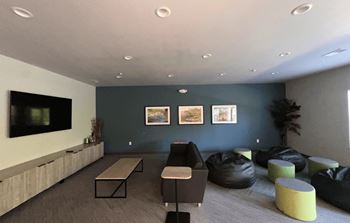 Community room with large kitchen and media area