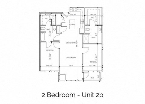 Floor plan for 2 beds, 2 baths, 1140 sqft