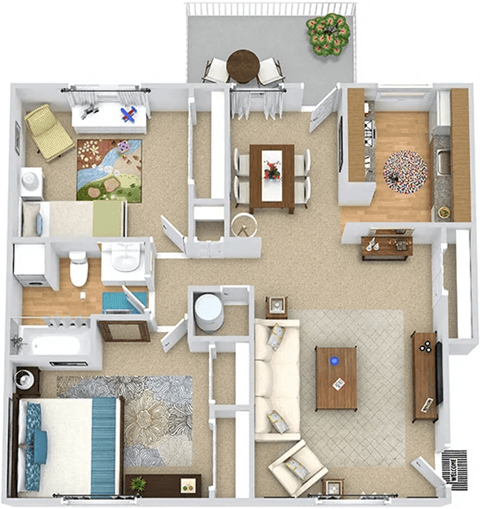 Floor plan for 2 beds, 1 bath, 850 sqft