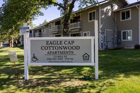 Joseph apartment for rent - a sign for the eagle cap cottonwood apartments