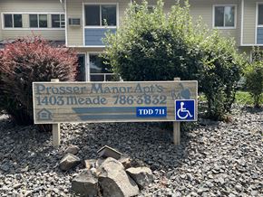 Prosser apartment for rent - a sign in front of a house with a wheelchairaccessibleaccessible sign