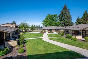 Canby apartment for rent - a view of a neighborhood with houses and lawns and trees