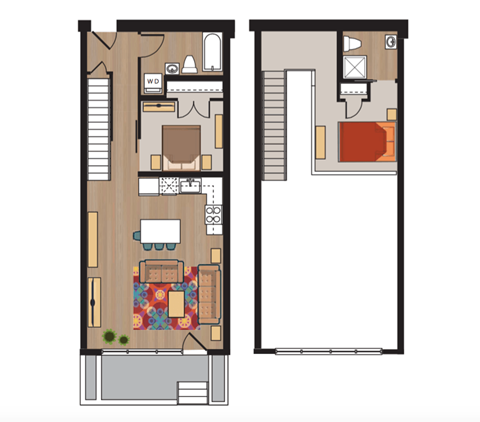 Floor plan for 2 beds, 2 baths, 1228 sqft