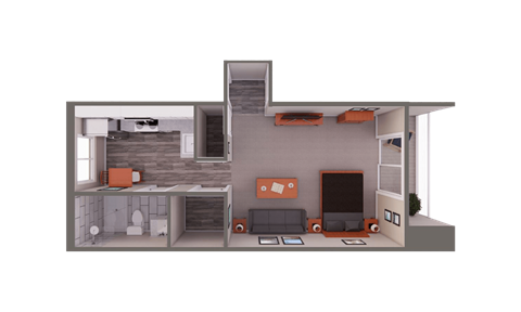 Floor plan for studio, 1 bath, 428 sqft