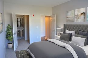 Billerica apartment for rent - Model apartment bedroom with carpet and large closet