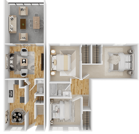 Floor plan for 3 beds, 1.5 baths, 1171 sqft
