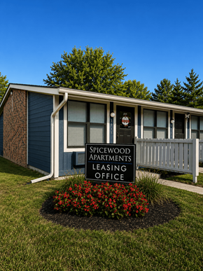 Indianapolis apartment for rent - A sign in front of a building that says "Spierswood Apartments Leasing Office".