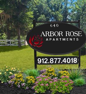 Hinesville apartment for rent - a sign that reads arbor roses apartments