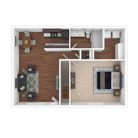 Floor plan for 1 bed, 1 bath, 833 sqft