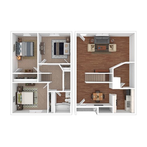 Floor plan for 3 beds, 1 bath, 1340 sqft
