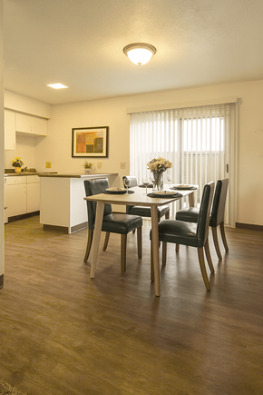 Lucasville apartment for rent - A dining room with a table set for four.
