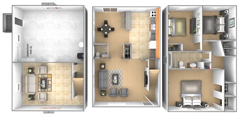 Floor plan for 3 beds, 1.5 baths, 1220 sqft