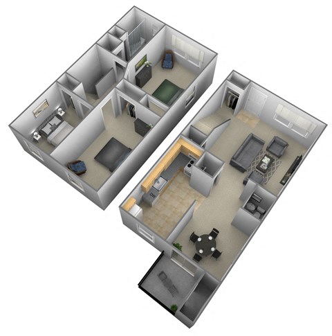 Floor plan for 3 beds, 1.5 baths, 1038 sqft