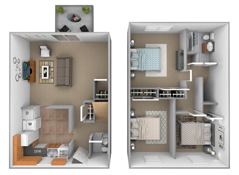 Floor plan for 3 beds, 1.5 baths, 1209 sqft