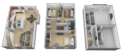 Floor plan for 3 beds, 2.5 baths, 2000 sqft
