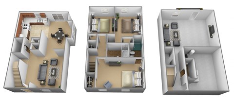 Floor plan for 3 beds, 2.5 baths, 2000 sqft