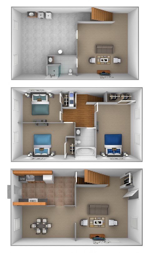 Floor plan for 3 beds, 2 baths, 1600 sqft