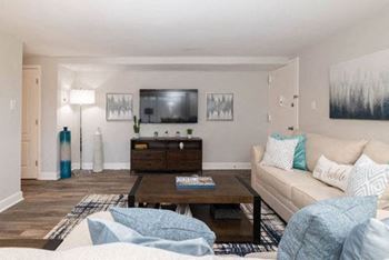 A living room with couches and a coffee table