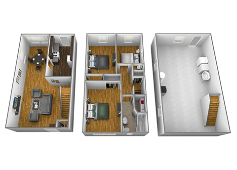 Floor plan for 3 beds, 1 bath, 1728 sqft