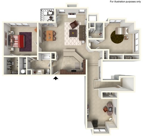 Floor plan for 2 beds, 2 baths, 1500 sqft
