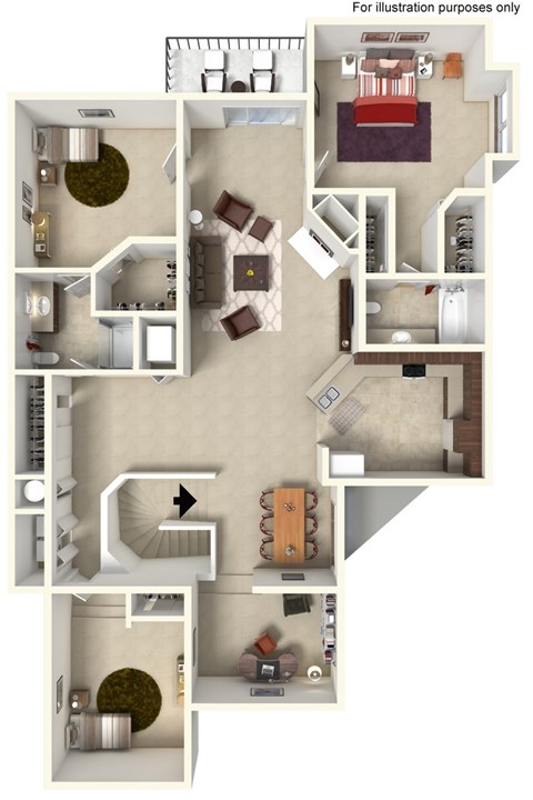 Floor plan for 3 beds, 2 baths, 1660 sqft