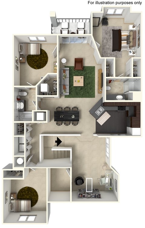 Floor plan for 3 beds, 2 baths, 1707 sqft