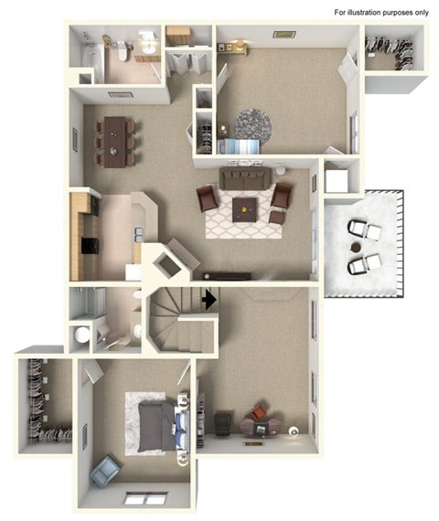 Floor plan for 2 beds, 2 baths, 1405 sqft