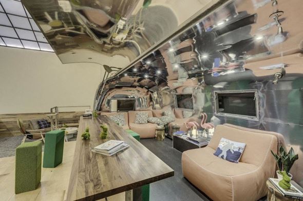 Seattle apartment for rent - Inside the Airstream in the resident lounge at Leeward Apartments in Seattle.