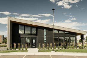 Englewood apartment for rent - The front of the clubhouse amenity at Apex Meridian South Apartments in Englewood.