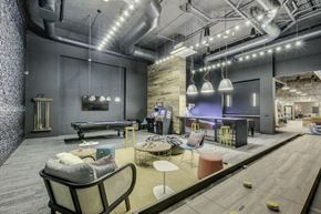 Seattle apartment for rent - Billiards and shuffleboard in the resident lounge at Leeward Apartments in Seattle.