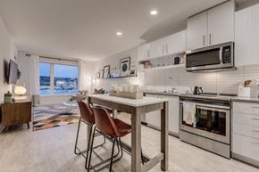Seattle apartment for rent - Kitchen in the model at Leeward Apartments in Seattle.