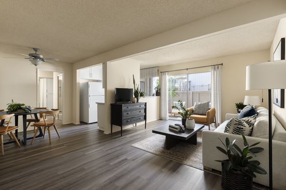 Cerritos apartment for rent - Wood-style flooring in entry of model apartment at Cerritos Apartments