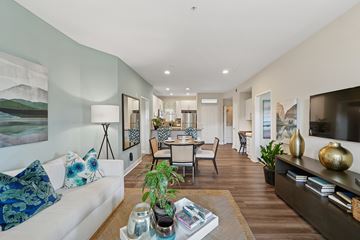 Dublin apartment for rent - A living room with a white couch and a coffee table with a plant on it.