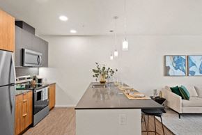Seattle apartment for rent - Kitchen in the model at EdgePoint Apartments in Seattle, Washington.