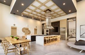 San Jose apartment for rent - Resident longue with a kitchen amenity at Sixth & Jackson apartments in San Jose.