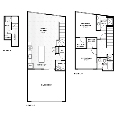 Floor plan for 2 beds, 2.5 baths, 1497 sqft