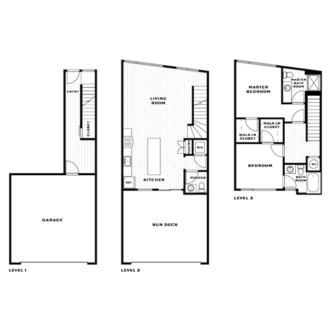 Floor plan for 2 beds, 2.5 baths, 1486 sqft