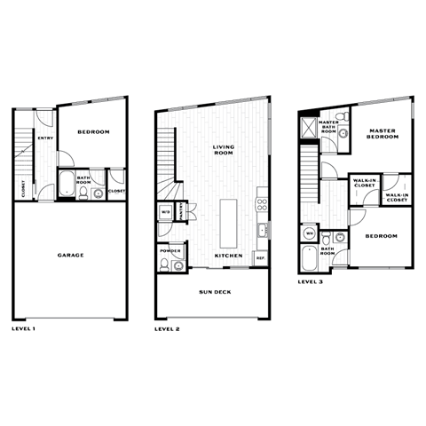Floor plan for 3 beds, 3.5 baths, 1672 sqft