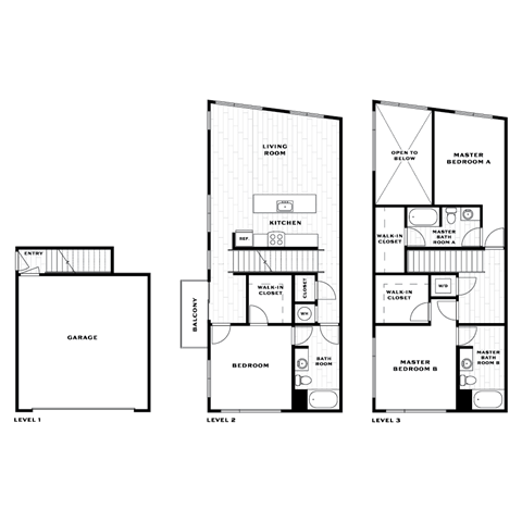 Floor plan for 3 beds, 3 baths, 1875 sqft