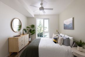 Shoreline apartment for rent - Model bedroom at Canopy Apartments in Shoreline