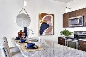 Denver apartment for rent - Closeup of the granite countertops in studio kitchen at The York on City Park in Denver
